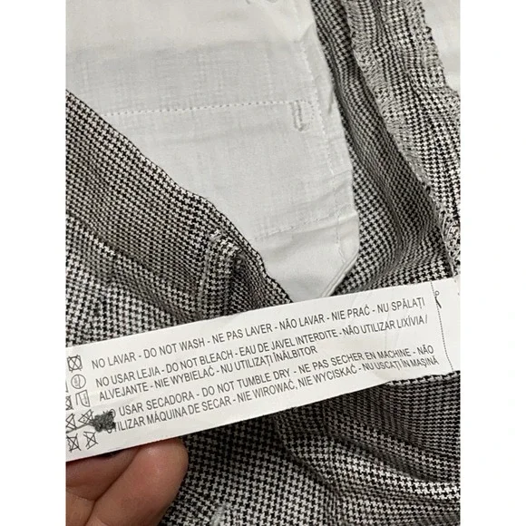 Zara Man Pants Men 30X36 Beige Gray Micro Houndstooth Dress Linen - Picture 6 of 10